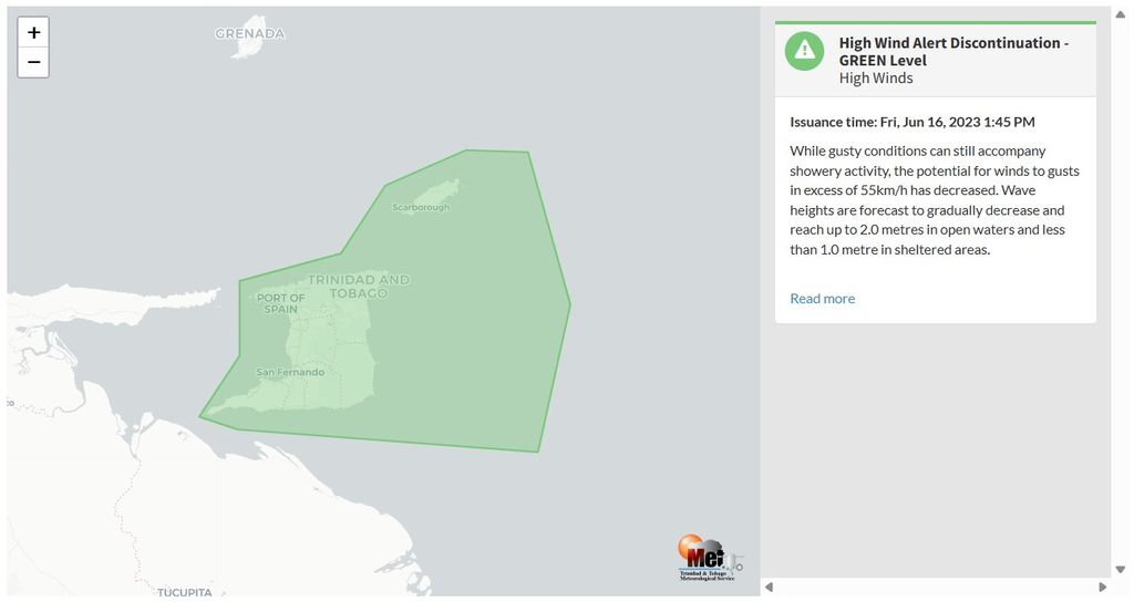 High Wind Alert Discontinued - Trinidad Guardian