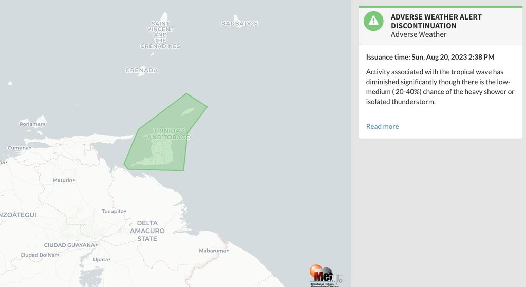 Met office discontinues adverse weather alert - Trinidad Guardian