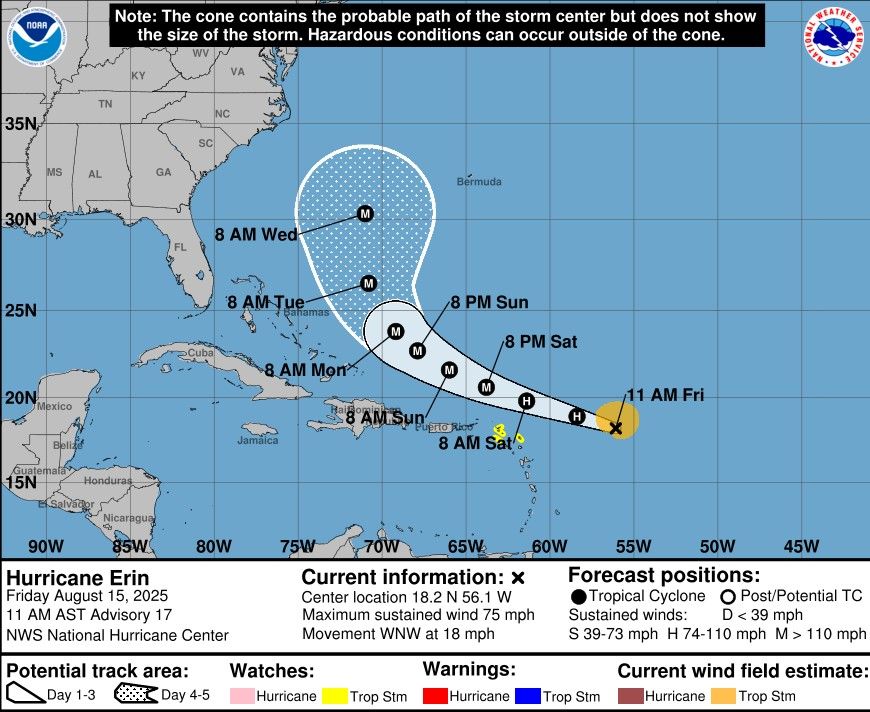 Erin becomes the first hurricane of the 2025 season