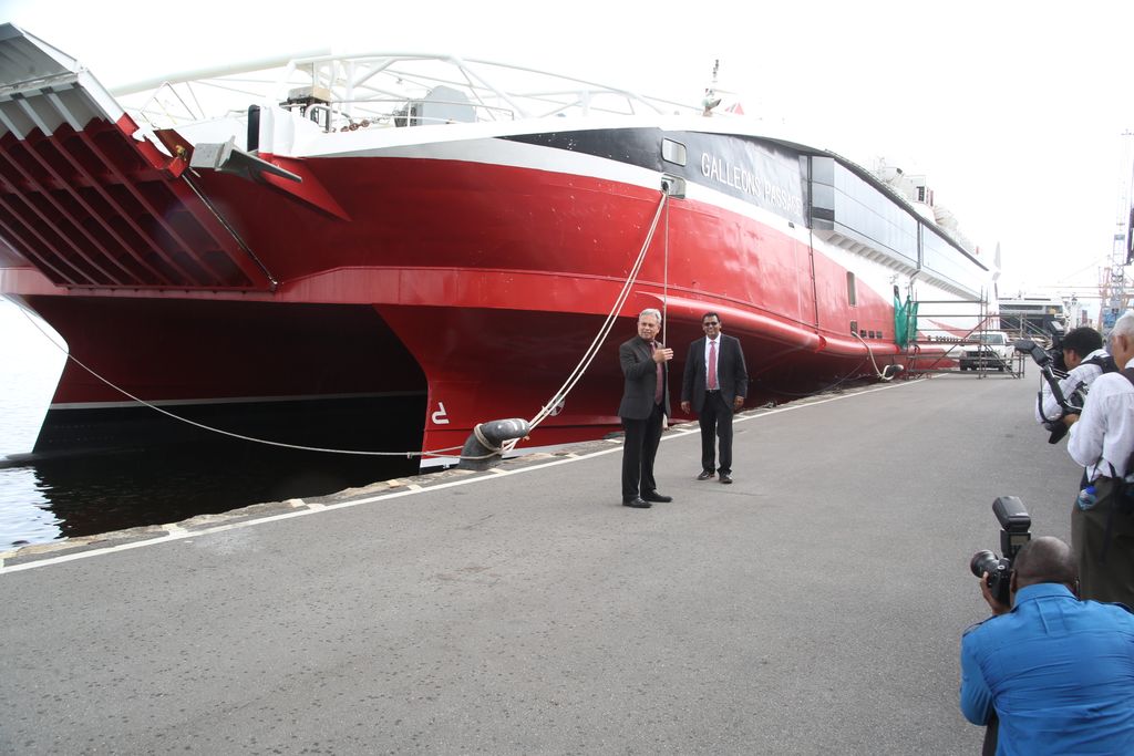 FLASHBACK: Finance Minister Colm Imbert and Minister of Works and Transport Rohan Sinanan view the Galleons Passage at the Cruise Ship Complex, Wrightson Road, Port-of-Spain in July.