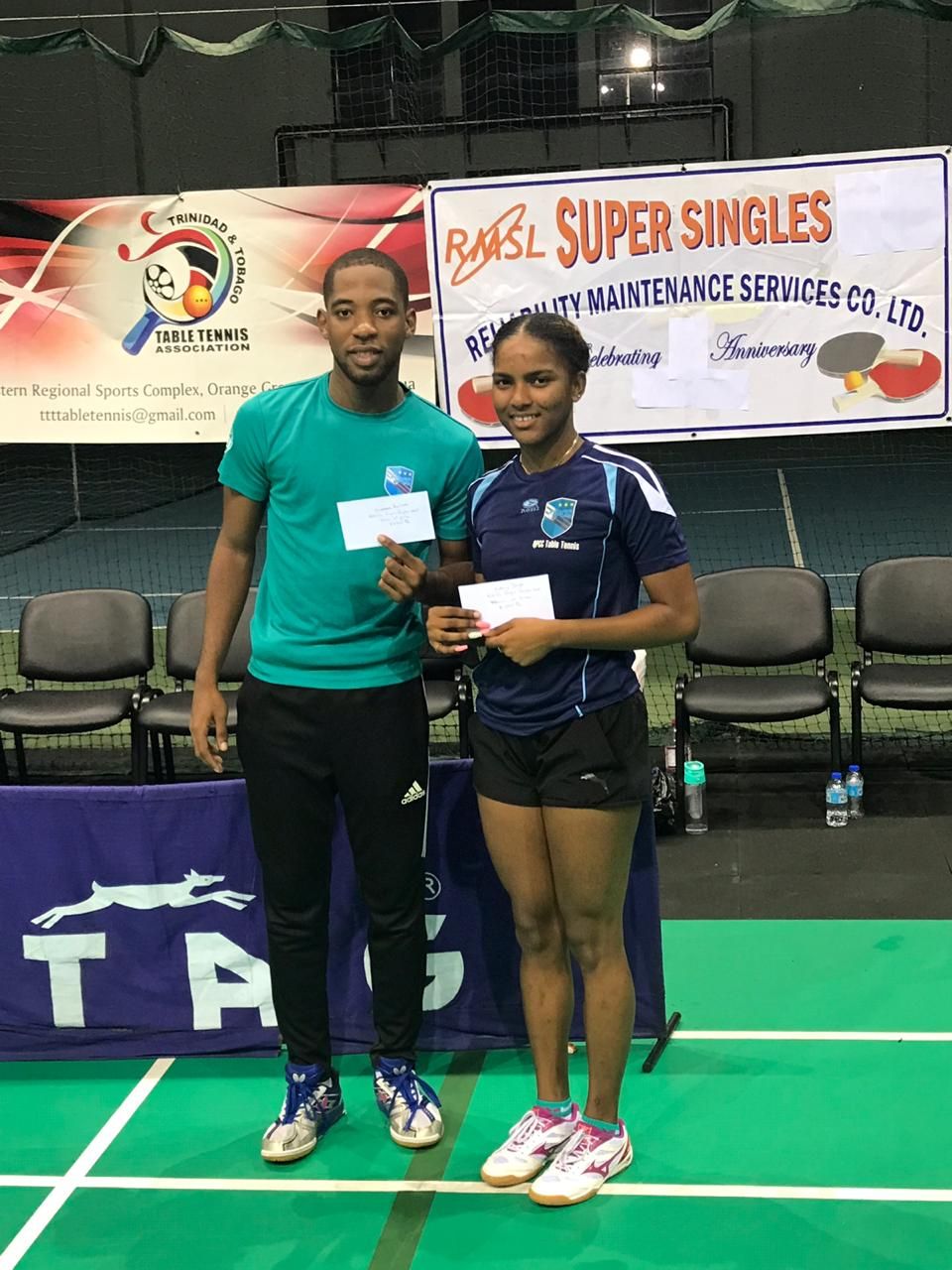 First time men champion Shermar Britton of Guyana and T&T's Brittany Joseph who won for a second straight year and third time in competition history