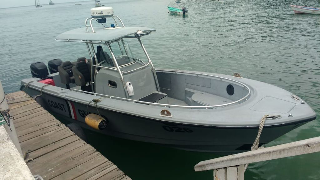 One of the two new Coast Guard interceptors commissioned in Tobago.