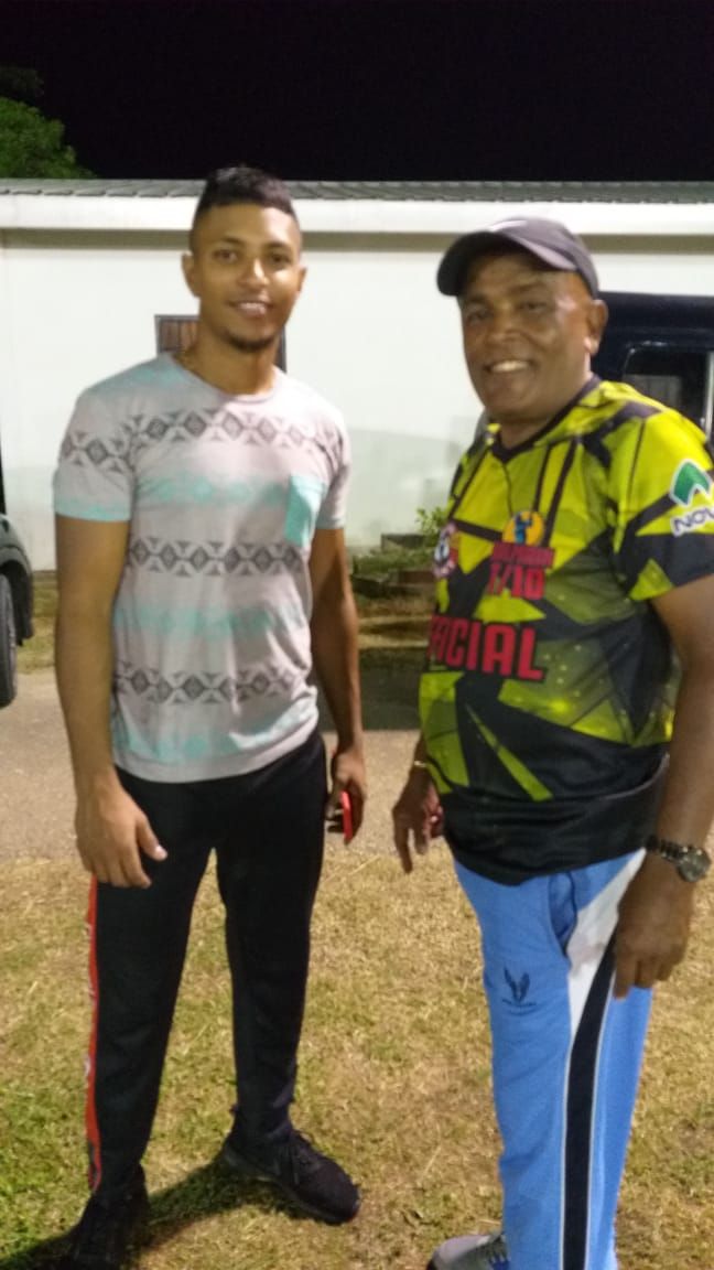 President of Balmain Cricket Club Mishri Lutchmedial, right, with CSK player Mark Deyal at the opening.
