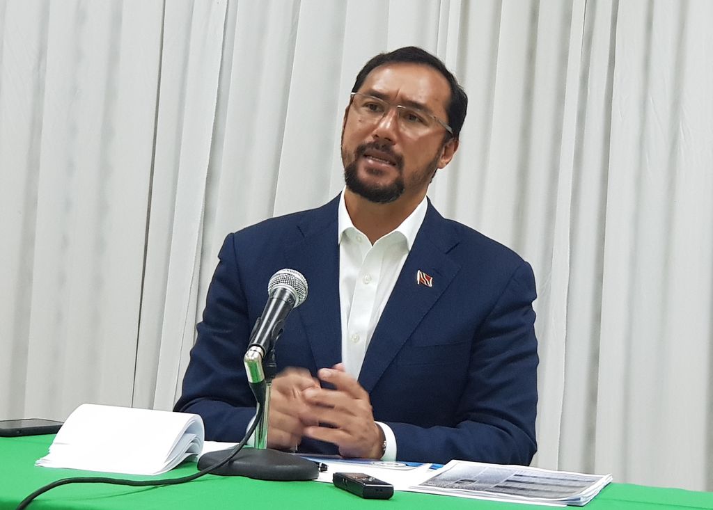 National Security  Minister Stuart Young speaking at a press conference yesterday at the Ministry of National Security, Abercromby Street, Port-of-Spain office.