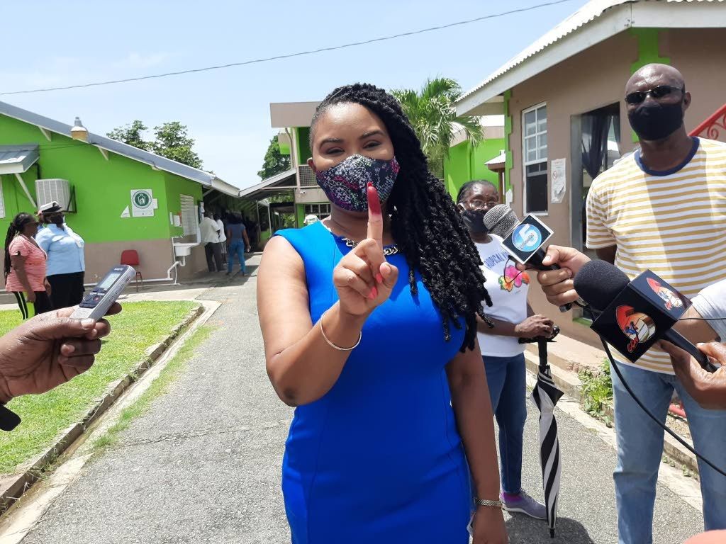 Shamfa pleased with COVID-19 protocols at polling station - Trinidad ...