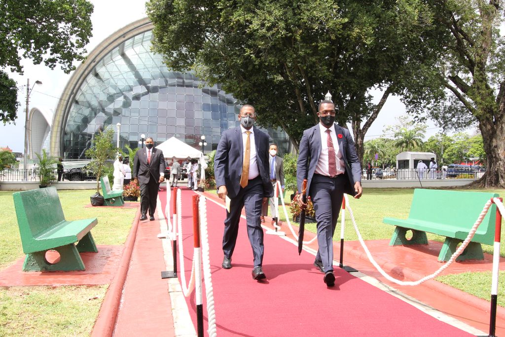  Chief Justice Ivor Archie arrives for the National Day of Remembrance, Wreath laying ceremony at Memorial Park Port-of-Spain yesterday.