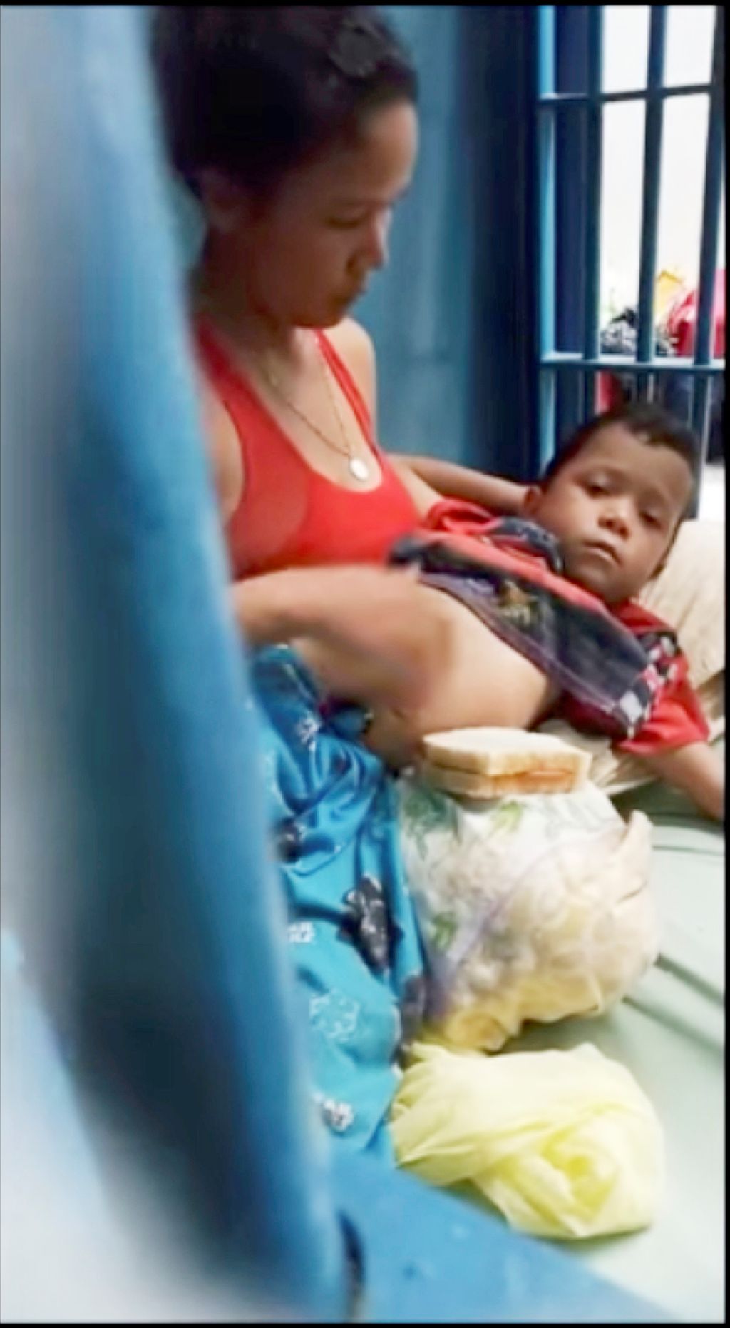 A screen grab of a video released by Venezuelan refugees who are detained at the Erin Police Station after arriving illegally on Tuesday.