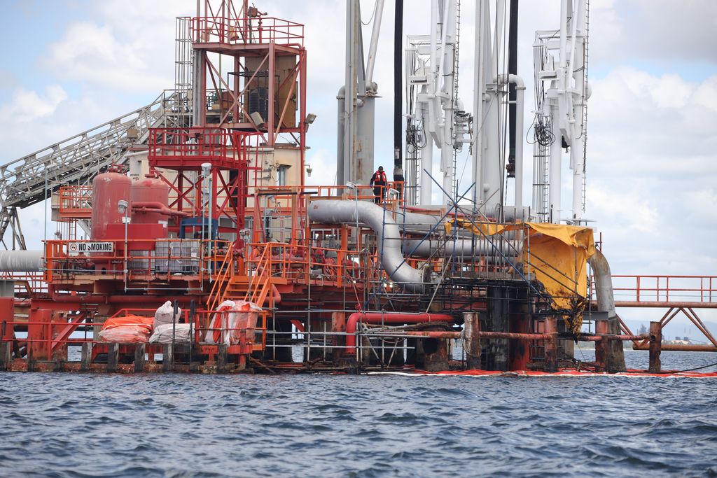 Paria’s Berth No 6 offshore platform at Pointe-a-Pierre, where four divers died after they were sucked into a 30-inch diameter pipeline last month.