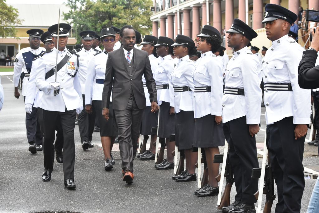 File: National Security Minister Fitzgerald Hinds inspects recruits during the TTPS Passing Out Parade of officers at the Police Academy in St James in October 2022.