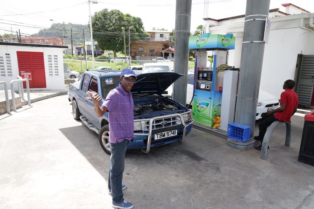 Cyril Harry, a resident of Point Fortin, expresses his outrage at the NP gas station on Rushworth Street in San Fernando. He said this particular service station was currently the only option available to refuel with CNG in the entire south region.