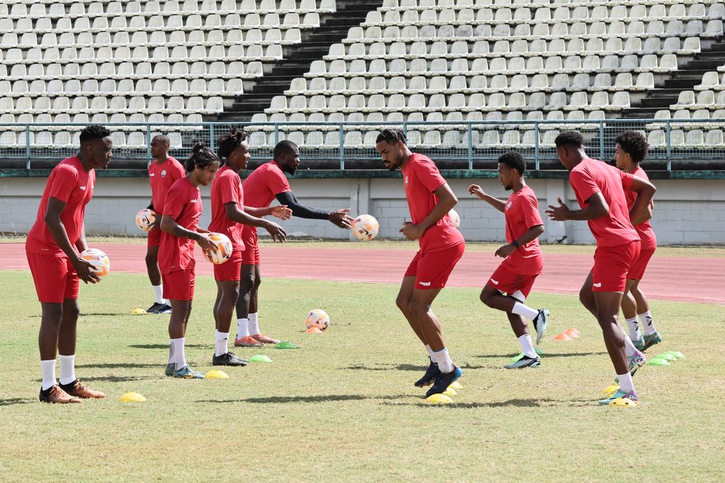 T&T players during a practice session in February. The Soca Warriors will do battle with Grenada in their opening match in the CONCACAF phase of FIFA World Cup qualifiers at the Hasely Crawford Stadium, Mucurapo in Port-of-Spain on June 5.