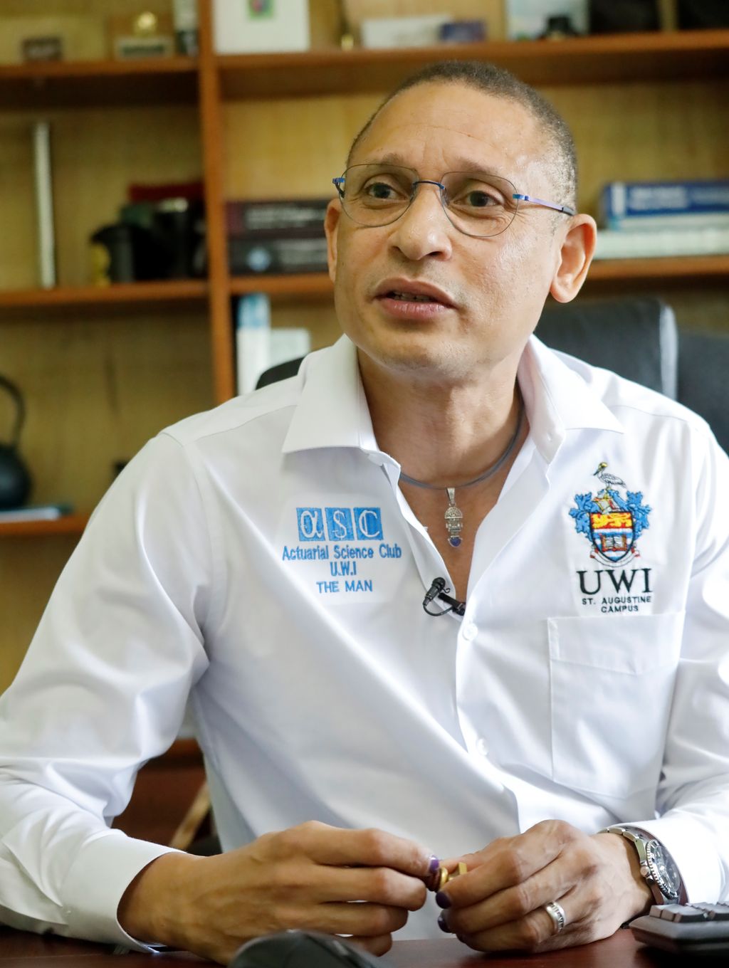 Stokeley Isidore Smart speaks to Guardian Media yesterday.