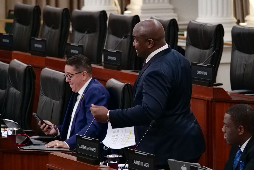San Fernando East MP, Brian Manning speaks during the debate on the Financial Appropriation Bill during the Mid-Year Review in Parliament yesterday.