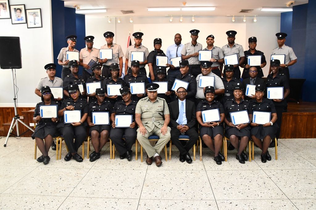 Some of the School-Oriented Policing SRP graduates at yesterday’s ceremony at the Police Academy.
