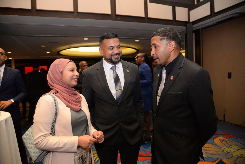 Deputy Speaker Dr Aiyna Ali, left, Parliamentary Secretary in the Ministry of Tertiary Education and Skills Training, Hansen Narinesingh, and Minister in the Ministry of Public utilities Clyde Elder.